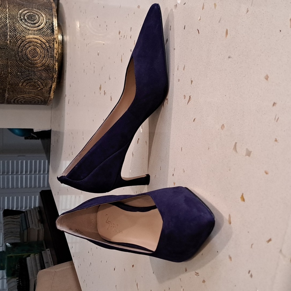 Navy suede heels